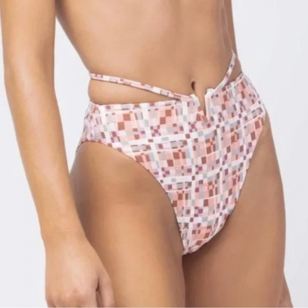 NWOT L*Space Joy Bitsy Bikini Bottom in Block Party Front‎ Tie